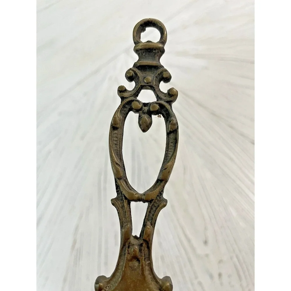Vintage European Style Solid Brass Wall Hanging Shoe Horn Mid Century 7